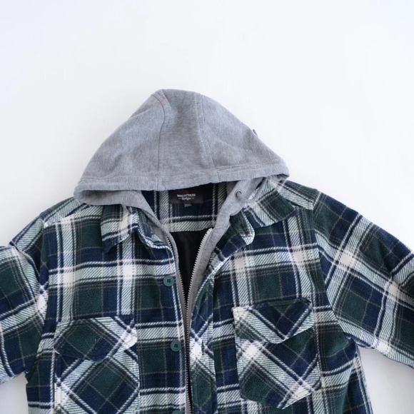 Mountain Ridge Flannel Zip Up with Hoodie Shacket Jacket - Small - Picture 12 of 13
